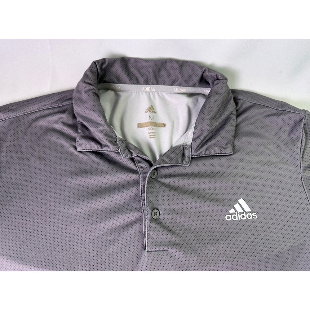 Adidas Golf Mens Gray‎ Short Sleeve Mesh Performance Athletic Polo Shirt Size M